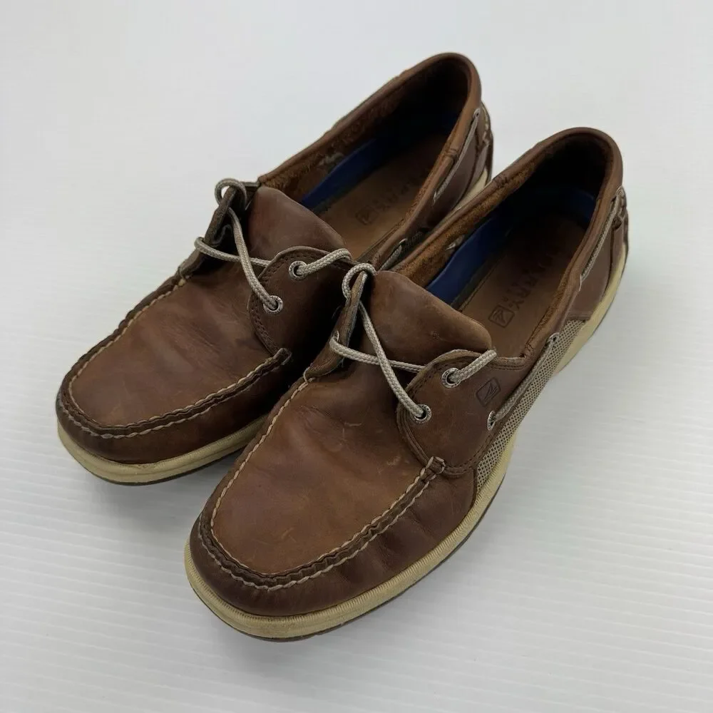 Sperry Top-Sider Men’s Leather Boat Shoes Brown Size 13 M Moc Toe Lace Up